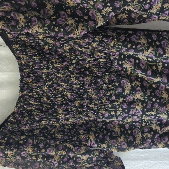 Astr Asymmetrical Floral Dress in Black and Purple Ditsy Print Women's XL - Picture 9 of 9